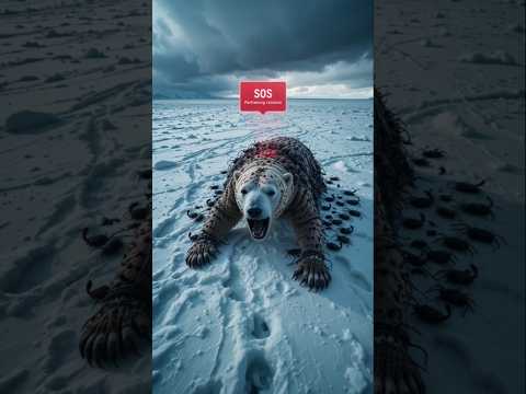 Polar bear in trapped scorpion #animals #polarbear #shorts #rescue