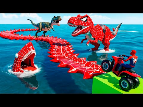 الأبطال الخارقين على القضبان دوامة قمع جسر 🎯🏍️ RAINBOW SPIDER MAN! on Motorcycle in Spiral Brid