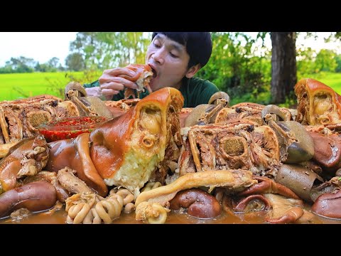 หัวหมูตุ๋นจิ้มซีฟู๊ดแกล้มผักสดแซ่บคักขนาดครับพี่น้องMUKBANG EATING SHOW#โก้อีสานพาแดก 