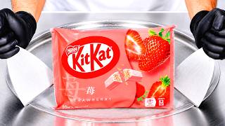 KitKat Strawberry - Ice Cream Rolls | ASMR Satisfying