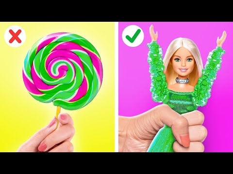 AWESOME CANDY DRESS for BARBIE 💞 Yummy Food & Candy Hacks by 123GO! HACKS