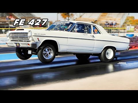 STROKED FE 427 '66 FORD FAIRLANE 500 FLIES HIGH AT BYRON DRAGWAY!