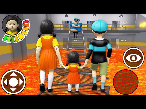 Playing as SQUID GAME FAMILY vs LAVA MODE in BARRY'S PRISON RUN! Scary Obby Animation #roblox #obby