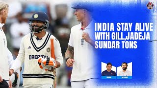 India fight hard to keep the series alive after Gill , Jadeja and Sundar tons|Pdoggspeaks