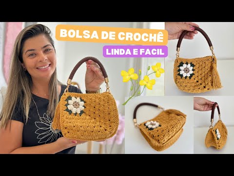 😍Voce precisa dessa linda bolsa de croche de barbante - Rapida e Facil