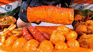 ASMR 인도식 카레먹방 튀긴소세지 카레치킨 반숙란 주먹밥 감자튀김 먹방~!! India Chicken Curry 🇮🇳 Sausage Egg Potato Rice MuKBang~!