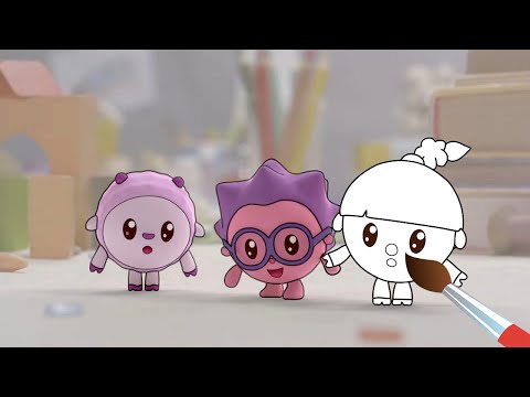 🚗 Машинка 🎨 Раскраска Малышарики - Мультик раскраска - Учим цвета - Мультик про машинку