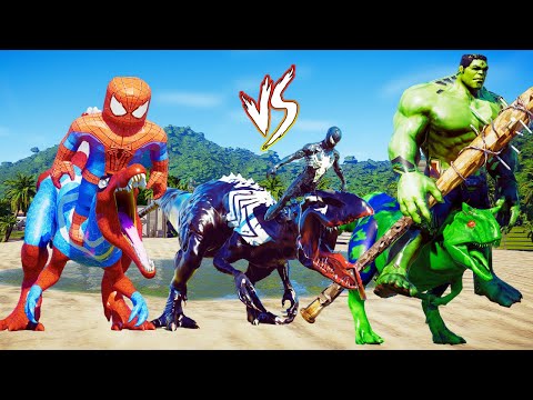 ALL SpiderMan Dinosaurs Fighting in Jurassic World Evolution  - Joker, Hulk, Venom Complication