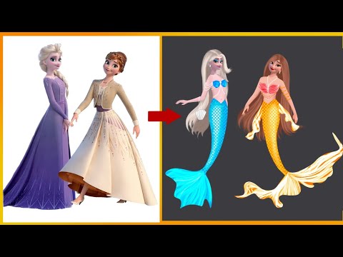 Elsa Anna Frozen Glow Up Into The Little Mermaid_Glow Up Transformation Disney