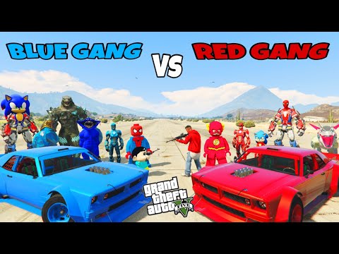 Franklin Red Gang Vs Shinchan Blue Gang in GTA 5 ! JSS GAMER