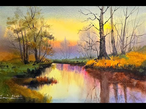 Watercolor painting tutorial -Landscape