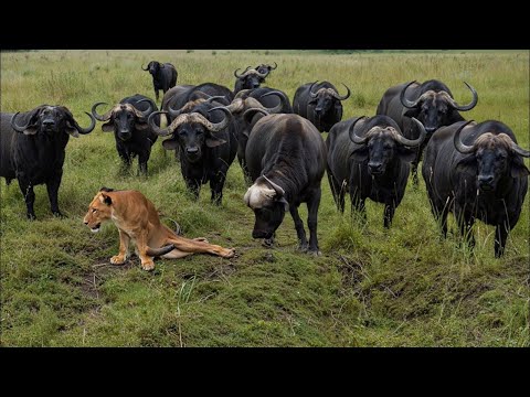 Overconfident - The strong Buffalo Herd Confronted The Lion But Luck Did Not Smile on Them