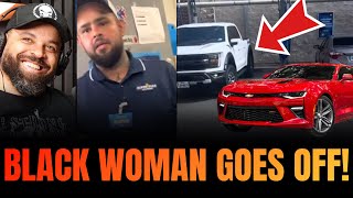 Black Woman tries to BLAME Car Wash for her CRASHING Her Chevy Camaro into Ford F150 