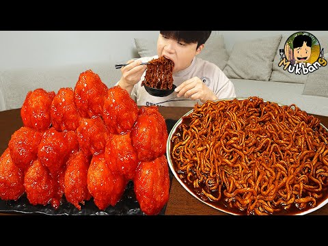 ASMR MUKBANG 직접 만든 양념 치킨먹방! 스테이크 짜파게티 레시피 & 먹방 FRIED CHICKEN AND BLACK BEAN NOODLES EATING SOUND!