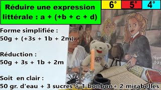 Initiation : Réduire une expression littérale avec « + »  6ème 5ème 4ème