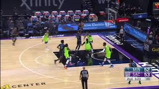 Naz Reid Posterize on Delon Wright Minnesota Timberwolves at Sacremento Kings