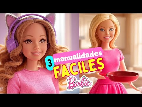 3 MANUALIDADES para muñecas Barbie que son Facilicimas!! Sandalias, Audifonos, Sarten