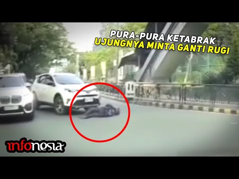 UNTUNG ADA YANG REKAM...! Aksi GAGAL Modus Pura-Pura Tertabrak Terekam Kamera