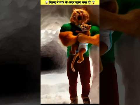 बिल्लू ने बर्फ के अंदर सुरंग बना दी😱#shorts #ytshorts #cat