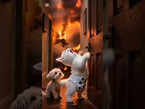 مياو😿محبوس جوّه البيت والبيت بيولّع النار #cat #ai #قطط