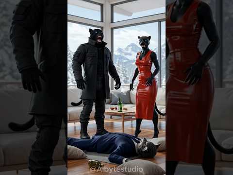 cat is rescued by Black panther π After the worst incident π± #cat #kitten #shorts