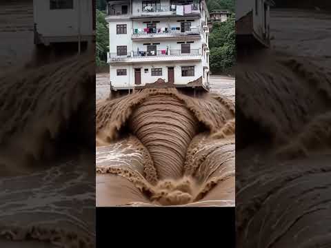 Dòng xoáy nước quá kỳ lạ đã ăn thịt một ngôi nhà 5 tầng của dân