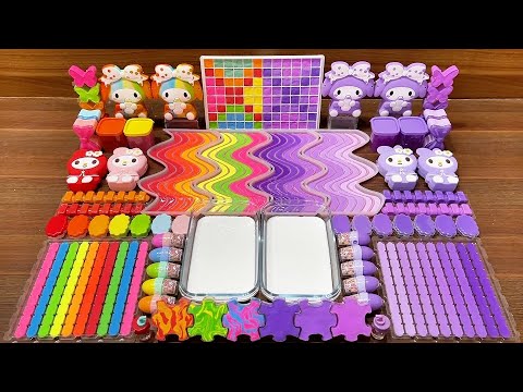 Mixing Rainbow vs Purple My Melody Slime! 💜🌈 Satisfying ASMR #1029