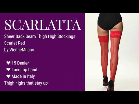 Red Back Seam Back Seam Sheer Stockings That Stay Up Without a Garter Belt