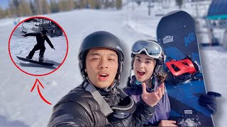 SURPRISING MY BOYFRIEND WITH A SNOWBOARDING TRIP🏂❄️  **ate 💩**