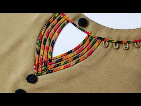 Unique and Trendy Neck Design Cutting and Stitching with Dori Loops || Neck Design for Kurti/suit