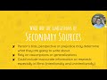 Exploring Primary and Secondary Sources