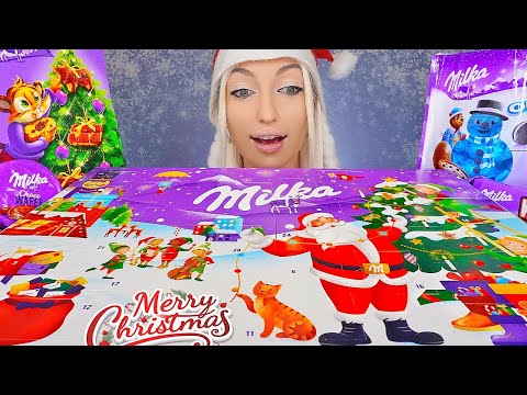 ASMR CHOCOLATE MILKA, ADVENT CALENDAR, CHRISTMAS CANDY (DESSERT) MUKBANG, 크리스마스, 초콜릿 디저트 먹방