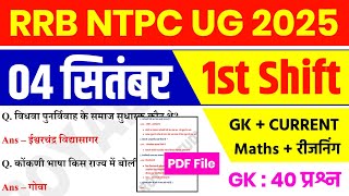 RRB NTPC 04 Sep 1st Shift Analysis 2025 | RRB NTPC EXAM Analysis 2025 | RRB NTPC ANALYSIS 2025