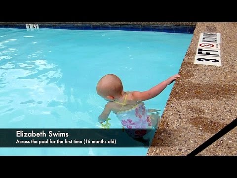 Baby Elizabeth Swims Across Pool