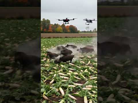 Drones will eliminate wild boars that destroy crops #villagelife #smartfarming #farming101