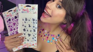 ASMR 🎧 RHINESTONE SCRATCHING 💎 TAŞLI STICKERLAR VE BODY TRIGGERS 🍓❤️