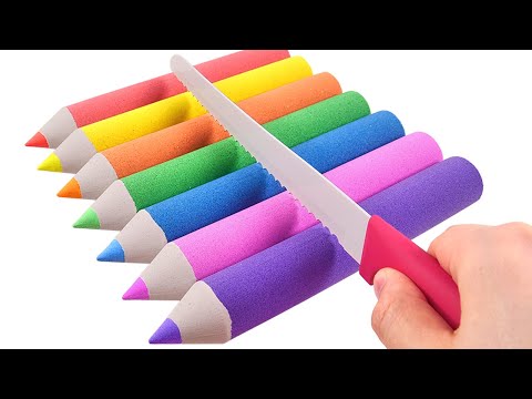 Satisfying Video | How To Make Pencil from Kinetic Sand Cake Cutting ASMR RainbowToyTocToc