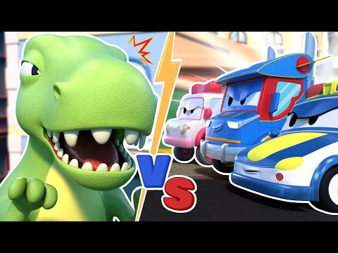 TURMA DO RESGATE vs DINOSSAUROS! Quem vencerá? | Resgate de Carros e Caminhões para Crianças