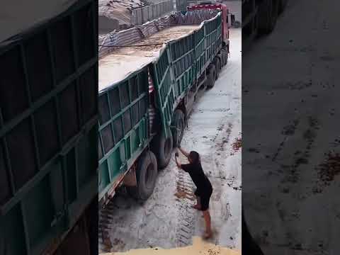 Unloading sand and gravel from a large truck is like opening a gate to release water