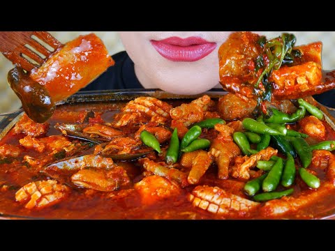 ASMR SEBLAK PEDAS TOPPING JAMUR, CEKER, KERANG IJO, CUMI BUNGA,  DUMPLING, CEKER | EATING SOUNDS