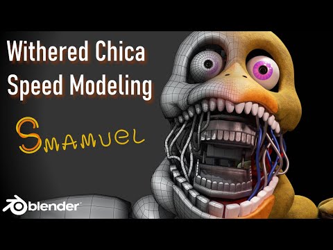 Making a Withered Chica model! (Speed Modeling) [BLENDER/FNAF]