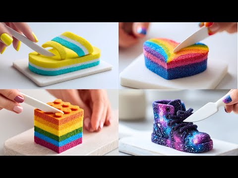 Oddly Satisfying ASMR 💖 Rainbow Sand Cutting with Sharp Knife | Relax, Sleep, Focus 🎧🌈