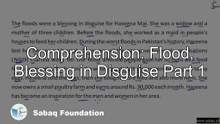 Comprehension: Flood, Blessing in Disguise Part 1