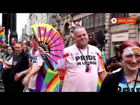 YouTube video thumbnail: Colorful Crowds Celebrate London's Pride Parade