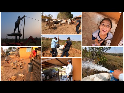 FAZENDO A INSTALAÇÃO ELÉTRICA E O ENCANAMENTO NA CISTERNA NOVA DA FAZENDA| MEXENDO COM GADO