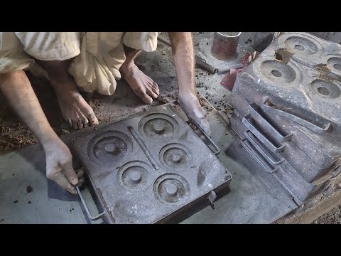 Old Man Casting Complex Metal Parts Using Sand Mold with Amazing Skills