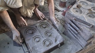 Old Man Casting Complex Metal Parts Using Sand Mold with Amazing Skills