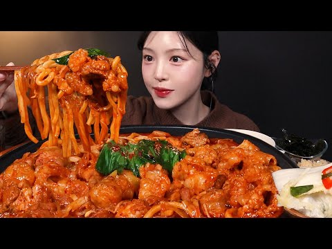 SUB)뚱대창 가득 곱도리탕 먹방! 우삼겹 당면 우동사리까지 풀토핑 충전 완료🔥꿀조합 리얼사운드 Spicy Intestine & Braised Chicken Mukbang Asmr