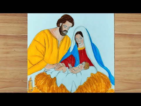 Baby Lord Jesus Drawing | How To Draw Christmas Nativity Drawing Easy Step by Step | Easy Christmas