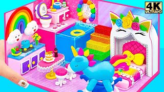 Build a Magical Unicorn Rainbow House with Pool & Kitchen 🌈🦄  DIY Miniature House